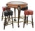 1990s Maitland-Smith Leather Pub Table & Card-Suit Stools Set For Sale