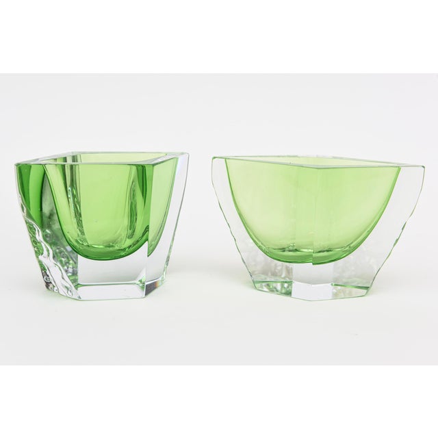 Alessandro Mandruzzato Vintage Murano Alessandro Mandruzzato Paddled Glass Sculptural Bows in Light Kelly Green, 1970's For Sale - Image 4 of 12