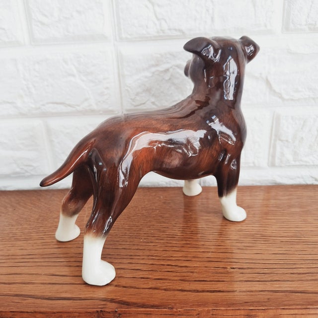 Brown Vintage Staffordshire Bull Terrier in Porcelain For Sale - Image 8 of 12