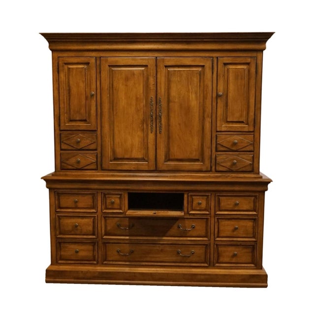 Wood Lexington Furniture Southern Living Collection Solid Birch Early American 73" Media Cabinet 484-233 For Sale - Image 7 of 17