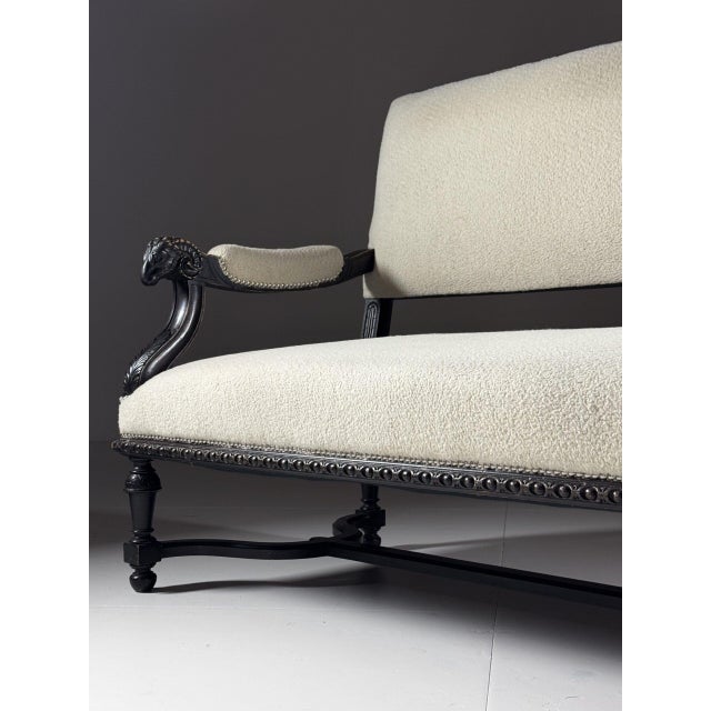 Black French Sofa with Ram Heads, 19th Century For Sale - Image 8 of 18