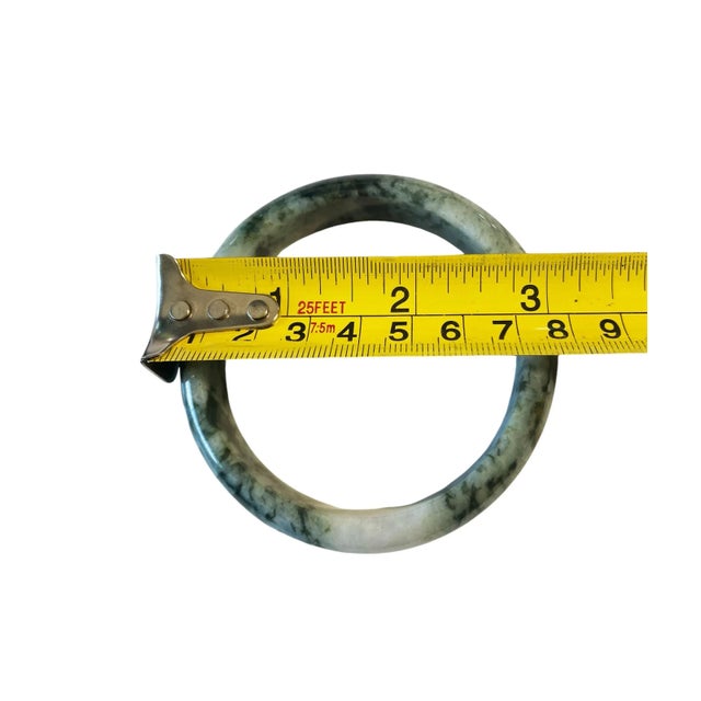 Mottled Gray & Green Jadeite Jade Bangle Bracelet 3.25" Diameter For Sale In New York - Image 6 of 7