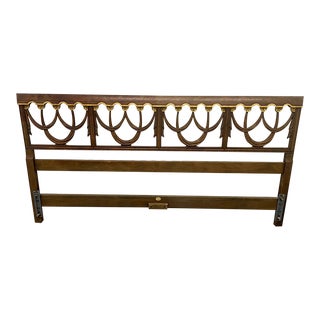 1960s Baker King Headboard Carved and Gilded Swag Detailing For Sale