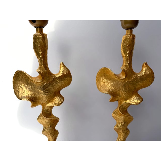 Gold Pair of Lamps Gilt Metal by Nicolas De Waël for Fondica, France, 2000s For Sale - Image 8 of 12
