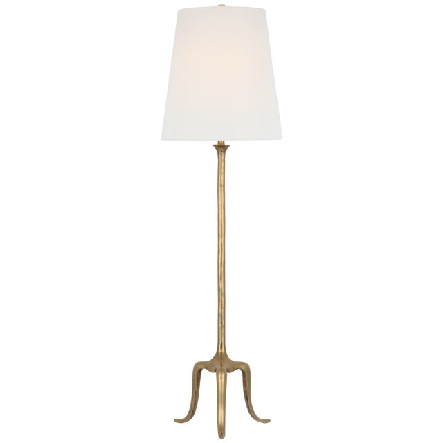 Traditional AERIN by Visual Comfort Signature Mathilde 59" Floor Lamp in Hand-Rubbed Antique Brass with Linen Shade For Sale - Image 3 of 3