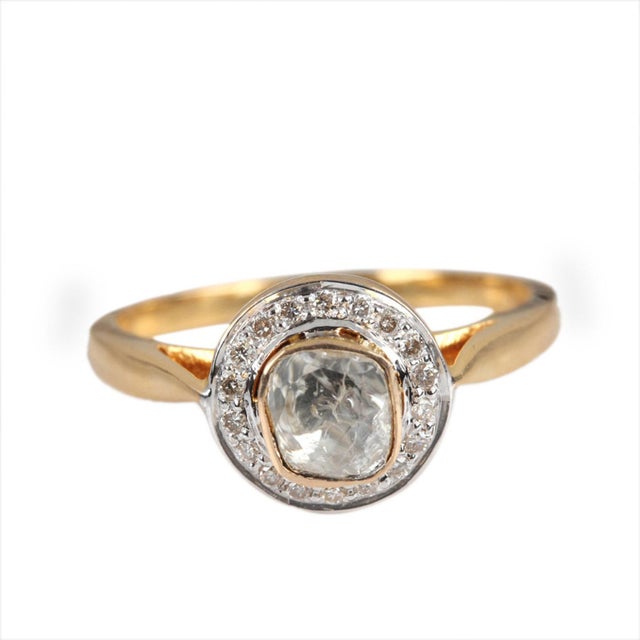 14k Yellow Gold Natural Pave Diamond Ring, Size 7 For Sale - Image 6 of 10