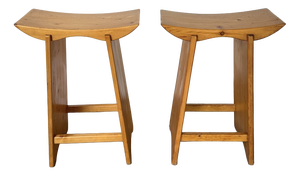 Japanese Style Pine Stools, Scandinavia, 1950s, Set of 2