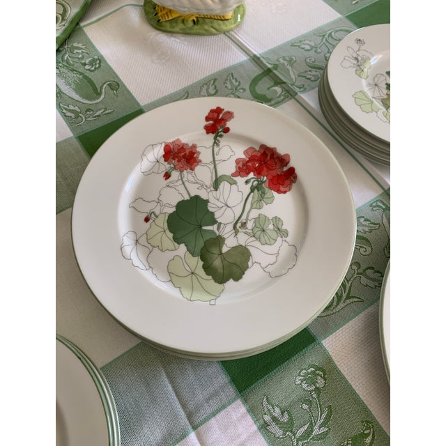 Shabby Chic Vintage Red Geranium Dish Set of 19 Pieces For Sale - Image 3 of 12
