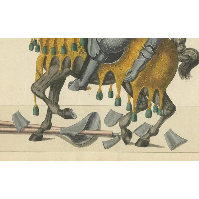 Fallen Knights and Horses Post-Joust, 1842, Lithograph For Sale - Image 3 of 8