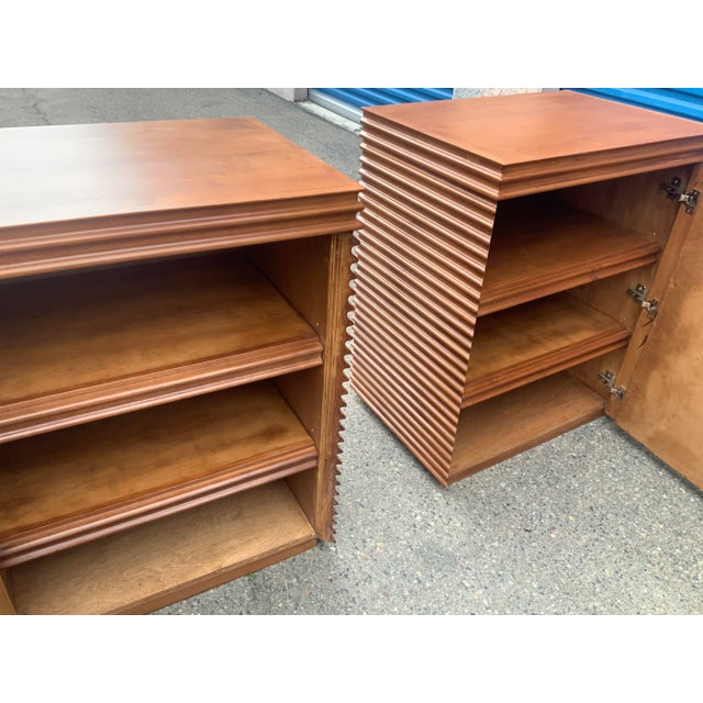 2010s Modern Mid Century Style Walnut Finish Nightstands - a Pair For Sale - Image 5 of 12