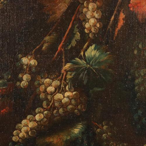 Lombard School Artist, Still Life with Flowers, Fruit and Birds, 1700s, Oil on Canvas For Sale - Image 6 of 12