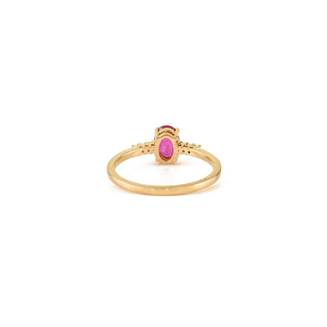 Metal VRJewels Oval Natural Ruby & Diamond Solitaire Engagement Ring Size 5 in 14k Gold For Sale - Image 7 of 14