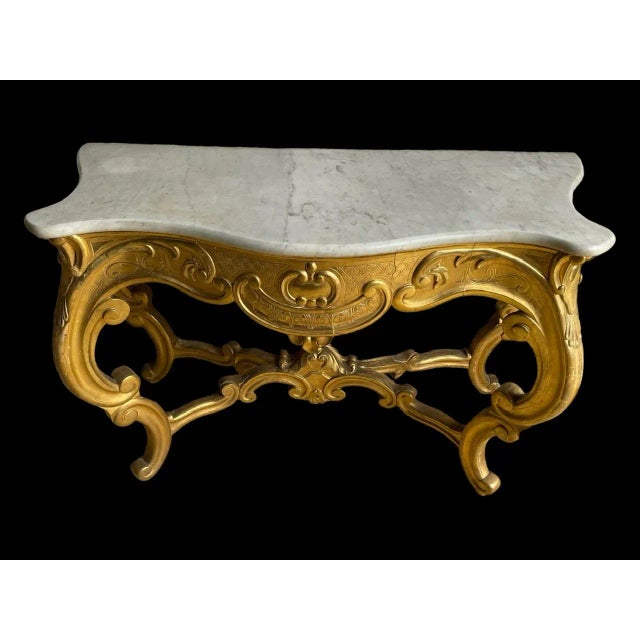 19th Century Louis XV Golden Console For Sale - Image 3 of 13