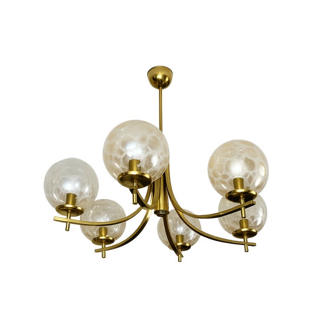 Vintage Chandelier in Brass, Aluminium and Glass, 1970s For Sale - Image 12 of 12