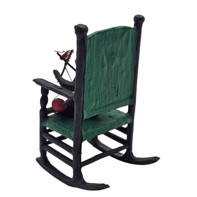 Austrian Cold-Painted Vienna Bronze Cat Knitting in Rocking Chair For Sale In San Francisco - Image 6 of 15