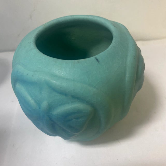 Asian 1940s Van Briggle Ming Blue Butterfly Vase For Sale - Image 3 of 5