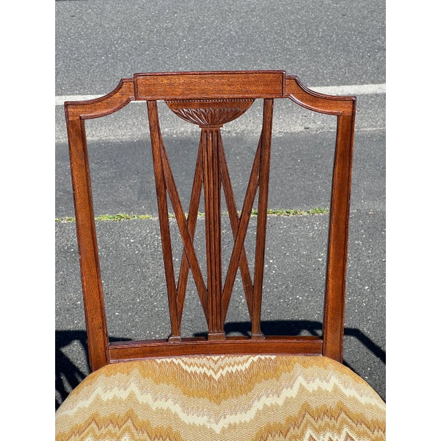 Wood Set of 4 Antique 18th Century Carved Mahogany Hepplewhite Chairs For Sale - Image 7 of 11