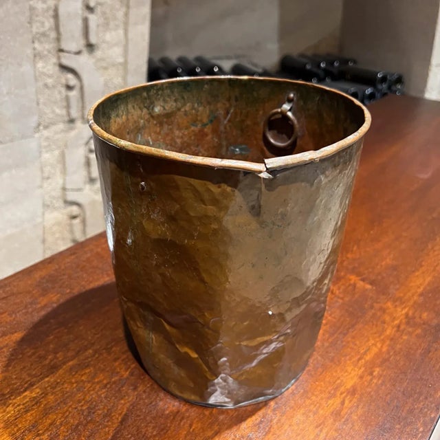 Antique Patinated Copper Pot Distressed Bucket For Sale - Image 9 of 9