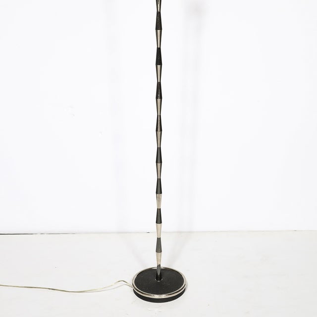 1960s Pair of MidCentury Geometric Polished Nickel & Gunmetal Floor Lamps by Gio Ponti For Sale - Image 11 of 15