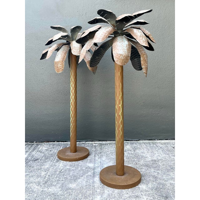 Vintage Punch Cut Tole Palm Trees - A Pair For Sale - Image 12 of 12