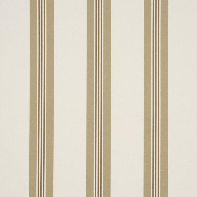Traditional Schumacher Chatham Stripe Wallcovering In Driftwood For Sale - Image 3 of 6