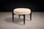 Móveis Cimo Round Stool in Ebonized Wood With Metal Sabots, Brazil, 1950s — Newly Upholstered in Warm Ivory Bouclé For Sale In New York - Image 6 of 9