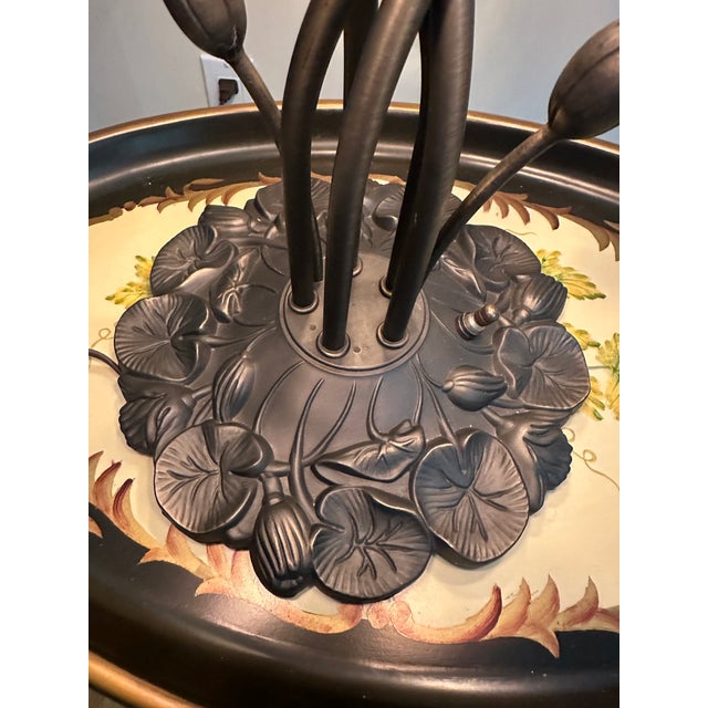 1980s 1980s Tiffany Inspired Design 5 Lily Shape Lamp For Sale - Image 5 of 7