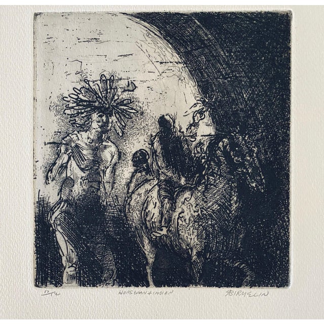 Robert A. Birmelin, Horseman & Indian, American Modernist Abstract Etching For Sale