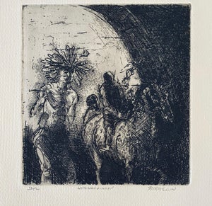 Robert A. Birmelin, Horseman & Indian, American Modernist Abstract Etching