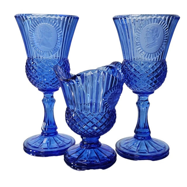 Genuine Avon Fostoria wine glasses. They are beautifully made and feature a frosted cameo of George and Martha Washington...