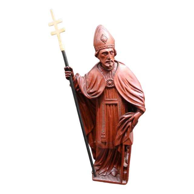 Carved Boxwood Statue of Saint Eloi For Sale