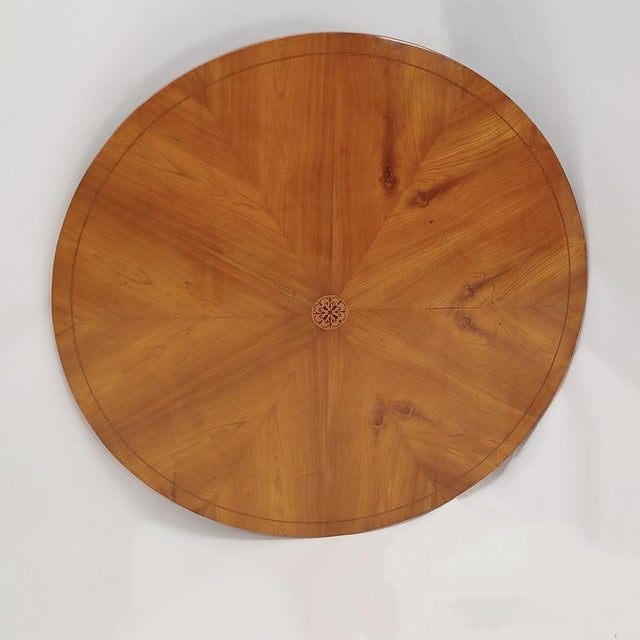 Beautiful Biedermeier Salontisch Germany around 1810, cherry tree veneered on softwood, on the large plate the veneer was...