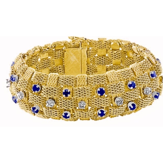 3 Carat Sapphire and 2 Carat Diamond Bracelet in 18 Karat Yellow Gold 116 Gm For Sale - Image 18 of 18