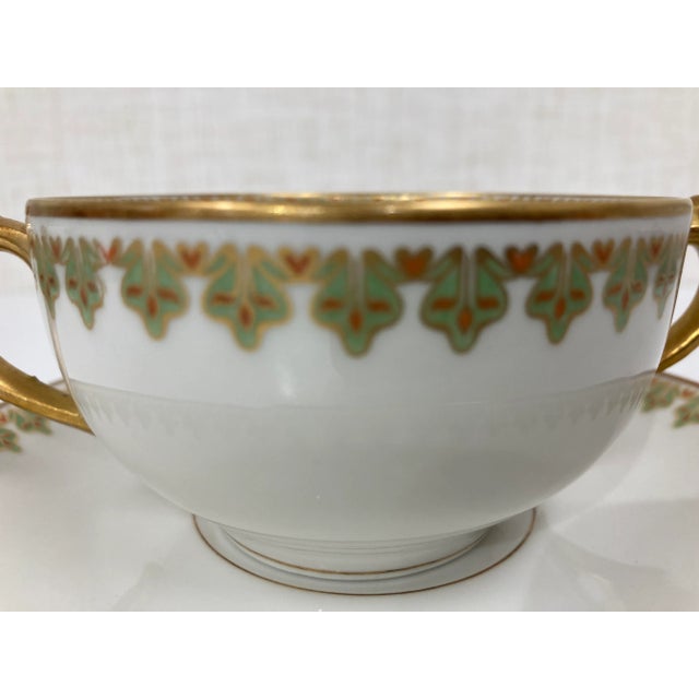 Antique Haviland Limoges Double Handled Bouillon Cups and Saucers Set- 20 Pieces For Sale In Raleigh - Image 6 of 11