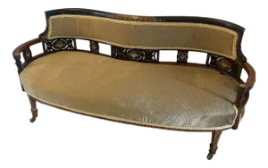Antique Victorian Rosewood Inlaid Settee, 1880