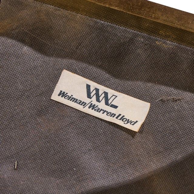 Warren Lloyd for Weiman Mid Century Brass X Base Stools - Pair For Sale - Image 12 of 12