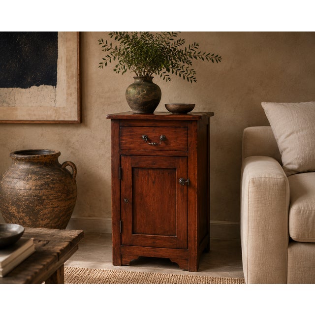 Rustic Walnut Bedside Cabinet, 1980s For Sale - Image 4 of 4