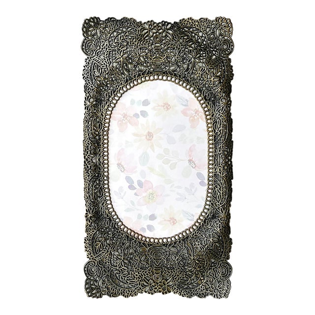 Late 20th-Century Art Nouveau-Inspired Bronze-Tone Filigree Easel Back Picture Frame For Sale