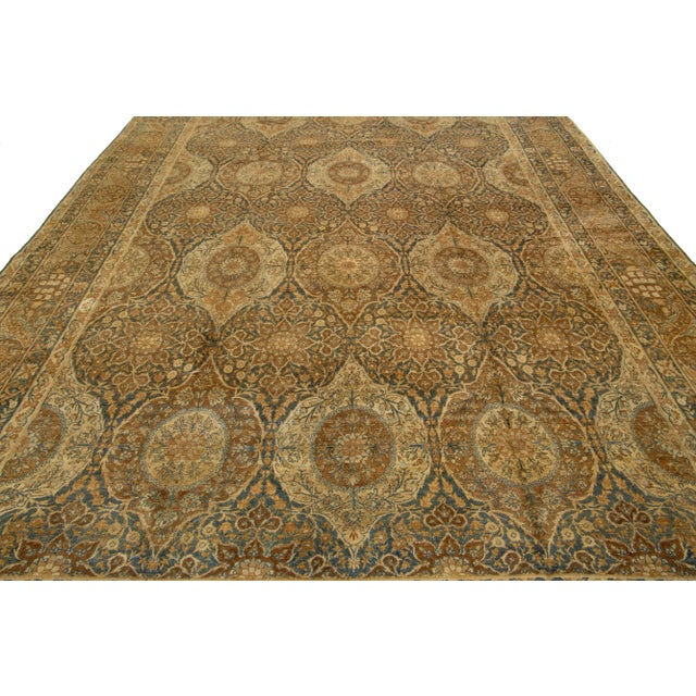 Handmade Blue Antique Kerman Persian Wool Rug With an Allover Pattern For Sale - Image 10 of 10