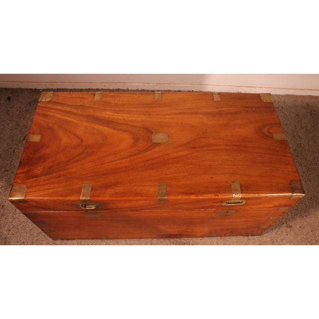 Camphor Wood Marine Chest with Double Locks and Camphor Wood Top, 19th Century For Sale - Image 8 of 16