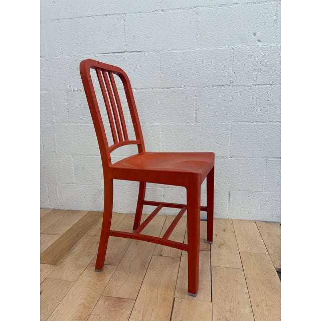Metal Authentic Set of 5 Emeco 111 Navy Chairs in Red For Sale - Image 7 of 10