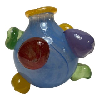 1990s Art Glass Tilted Vase by Arien For Sale