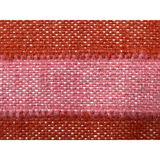 8ft 6in X 9ft 8in Raspberry Red With Pink Trellis Flatweave Rug For Sale In San Francisco - Image 6 of 12