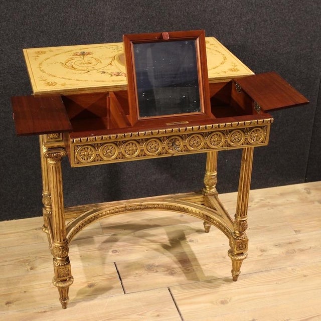 Louis XVI French Lacquered and Gilded Side Table by Sormani, 1920 For Sale - Image 10 of 16
