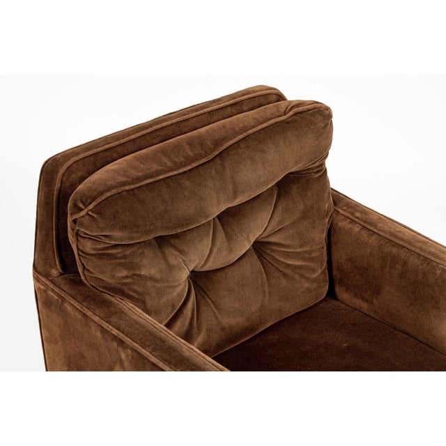 Pair of Mid-Century Brown Velvet Lounge Chairs Attributed to Edward Wormley, 1960s For Sale - Image 14 of 17
