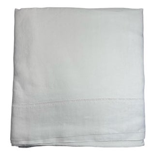 Antique French Fine Linen Top Sheet, Handworked Ladderwork With Mitered Corners, No Monogram For Sale