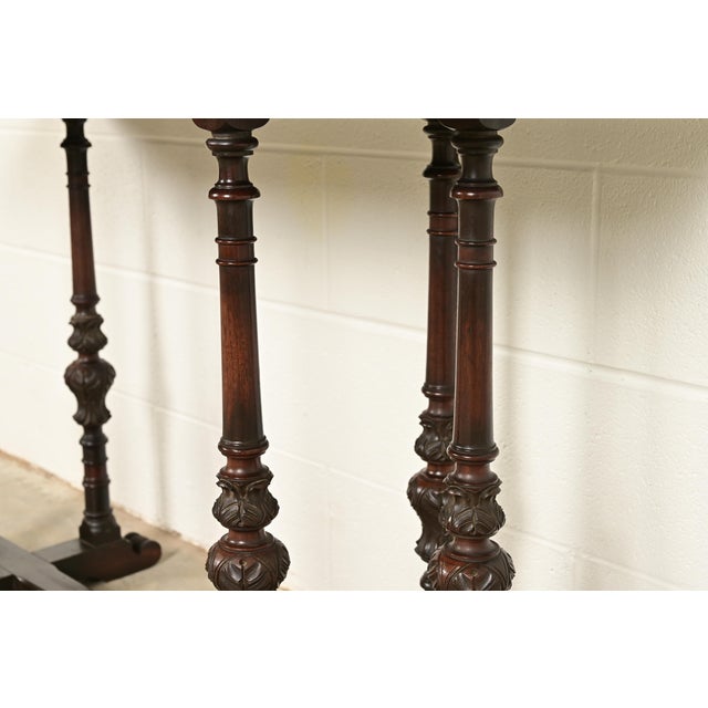 Wood Berkey & Gay Style Antique English Jacobean Carved Walnut Console Table or Server, Circa 1920s For Sale - Image 7 of 10