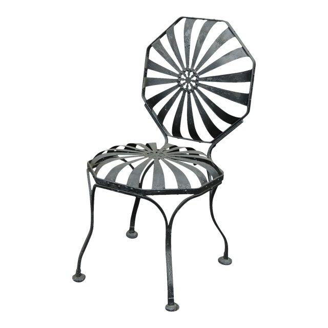 Francois Carre Vintage French Art Deco Sunburst Iron Garden Chair