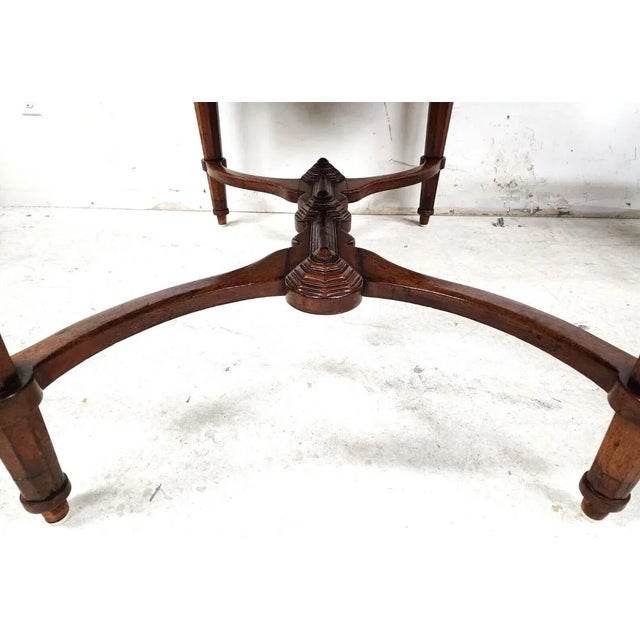 Wood Antique Library Dining Table English 4 Drawer W Glass Top For Sale - Image 7 of 12