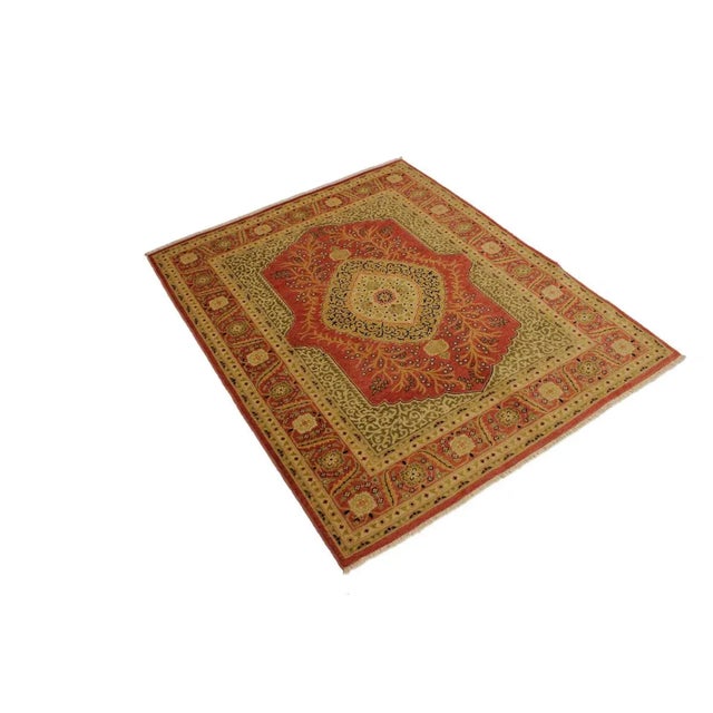 Shabby Chic 1980s Shabby Chic Rust/Gold Turkish Hand-Knotted Rug -4'10 X 5'11 For Sale - Image 3 of 8